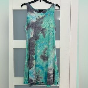 Heimish USA Brand Tie-Dye Sleeveless Dress - Blue and Gray size medium